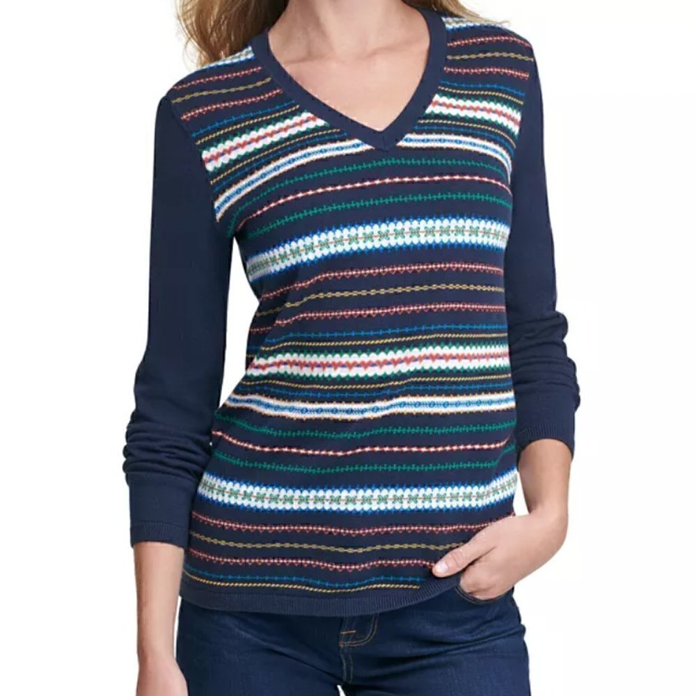 TOMMY HILFIGER Ivy Float V-Neck Sweater Size Medium